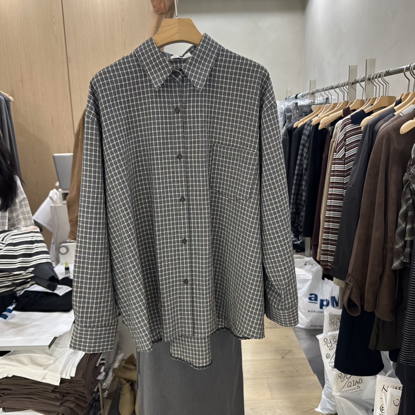 VILLABUTTON東大門㊣代購女士新品真品25秋冬襯衫蕾絲衫格紋VILLABUTTON襯衫/蕾絲衫