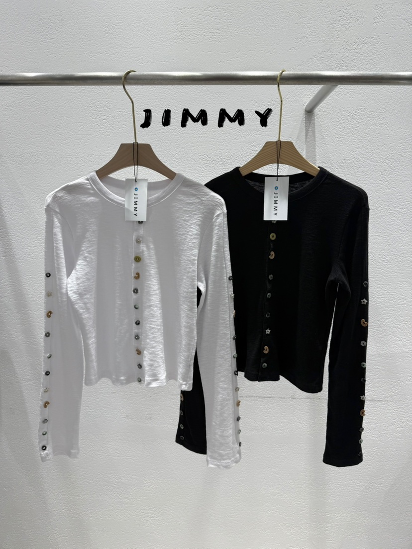 JIMMY東大門㊣實拍女裝新款推薦休閑熱賣時尚職業長袖T恤開衫JIMMY/REMAKE長袖T恤
