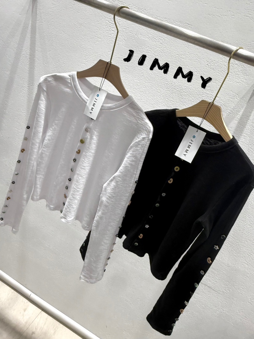 JIMMY東大門㊣實拍女裝新款推薦休閑熱賣時尚職業長袖T恤開衫JIMMY/REMAKE長袖T恤