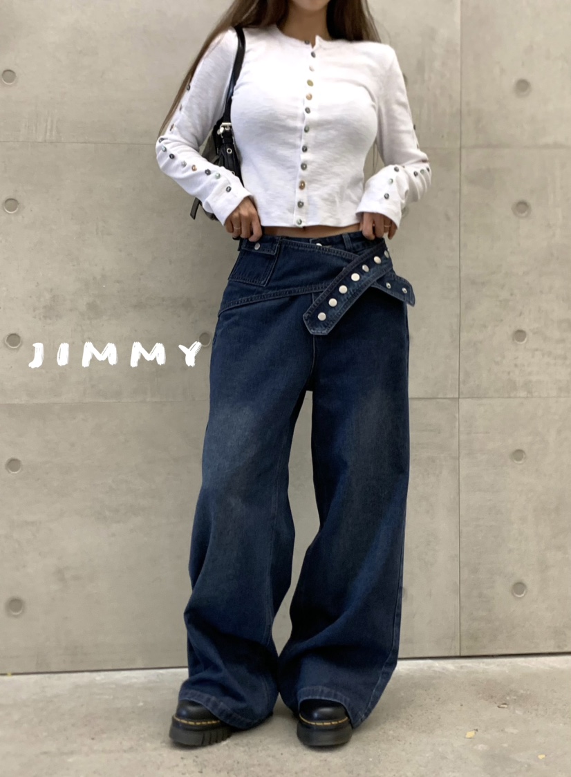 JIMMY東大門㊣實拍女裝新款推薦休閑熱賣時尚職業長袖T恤開衫JIMMY/REMAKE長袖T恤