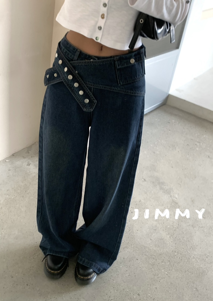 JIMMY韓國直郵㊣女裝新品職業人氣時尚休閑熱賣25秋冬牛仔褲JIMMY/REMAKE牛仔褲
