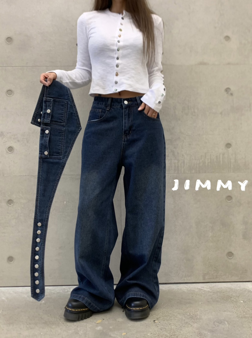 JIMMY韓國直郵㊣女裝新品職業人氣時尚休閑熱賣25秋冬牛仔褲JIMMY/REMAKE牛仔褲