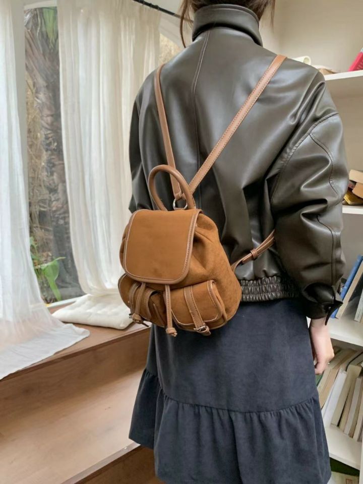 TROUVAILLE東大門㊣代購女士新品真品推薦職業雙肩背包絨面革TROUVAILLE雙肩背包