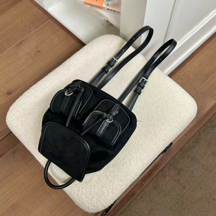 TROUVAILLE東大門㊣代購女士新品真品推薦職業雙肩背包絨面革TROUVAILLE雙肩背包