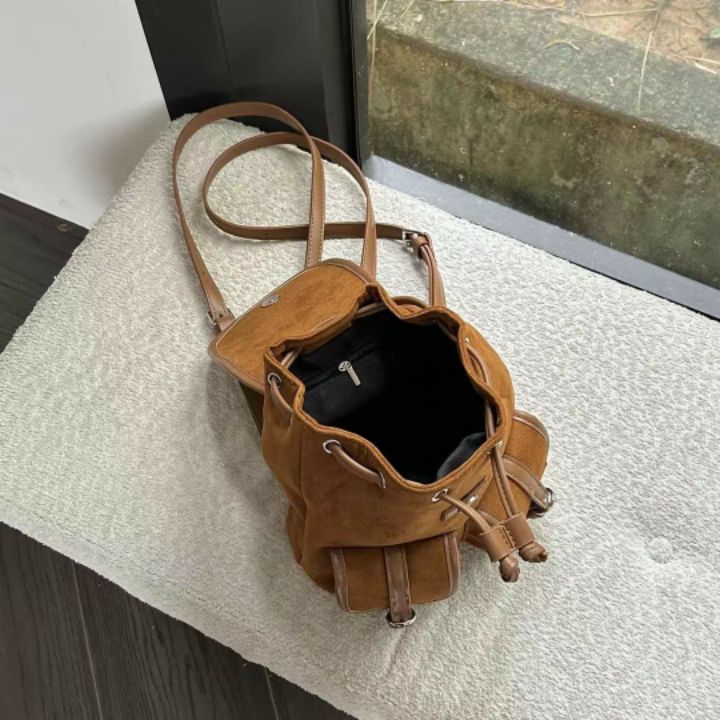 TROUVAILLE東大門㊣代購女士新品真品推薦職業雙肩背包絨面革TROUVAILLE雙肩背包