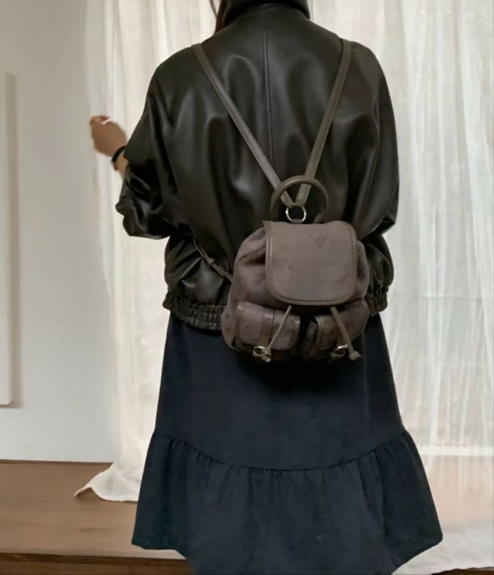 TROUVAILLE東大門㊣代購女士新品真品推薦職業雙肩背包絨面革TROUVAILLE雙肩背包