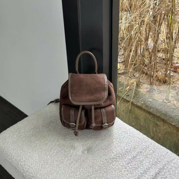 TROUVAILLE東大門㊣代購女士新品真品推薦職業雙肩背包絨面革TROUVAILLE雙肩背包