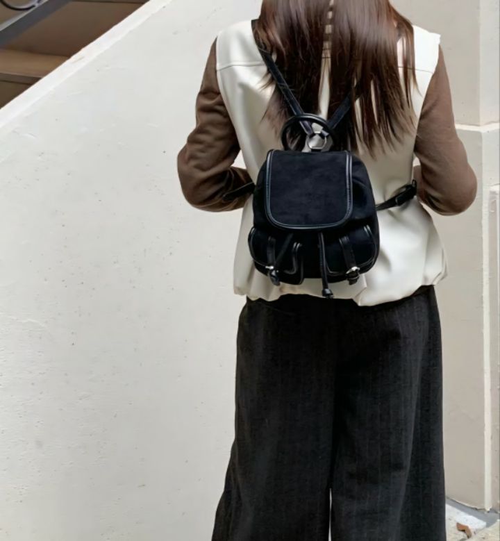 TROUVAILLE東大門㊣代購女士新品真品推薦職業雙肩背包絨面革TROUVAILLE雙肩背包