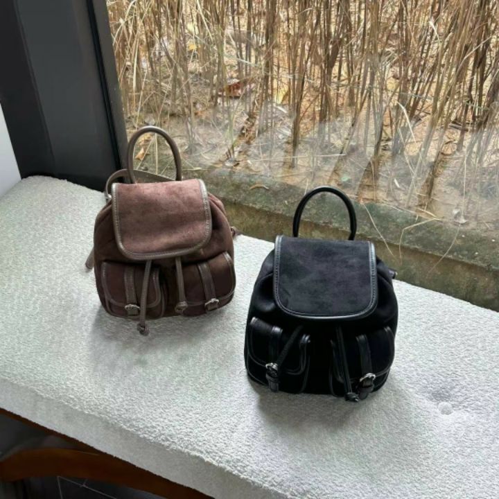 TROUVAILLE東大門㊣代購女士新品真品推薦職業雙肩背包絨面革TROUVAILLE雙肩背包
