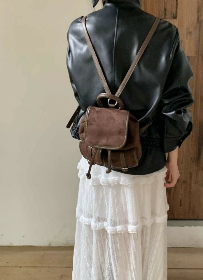 TROUVAILLE東大門㊣代購女士新品真品推薦職業雙肩背包絨面革TROUVAILLE雙肩背包圖色3