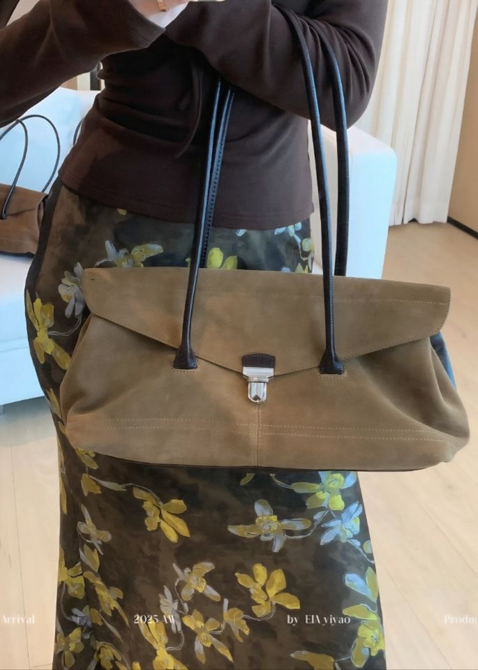 TROUVAILLE東大門㊣直郵女裝新品25秋冬單肩斜跨包絨面革牛皮TROUVAILLE單肩/斜跨包