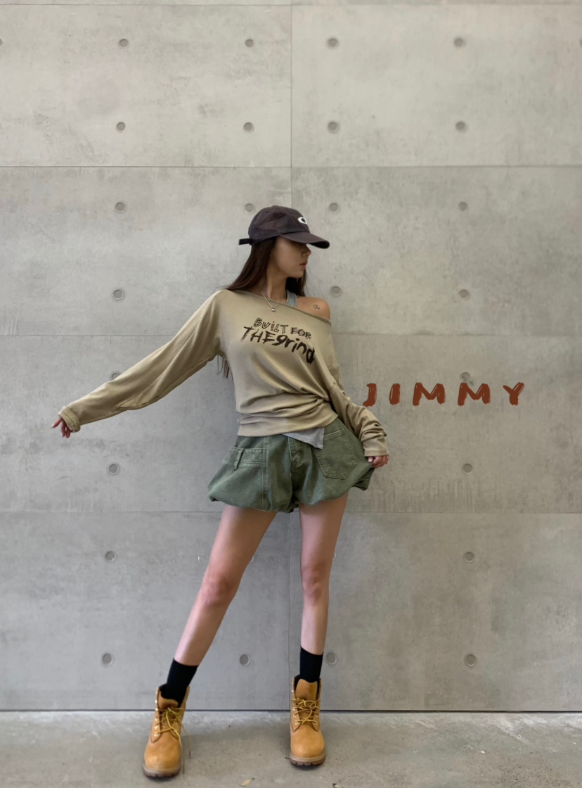 JIMMY韓國直郵㊣女士新品真品熱賣推薦時尚休閑人氣長袖T恤JIMMY/REMAKE長袖T恤