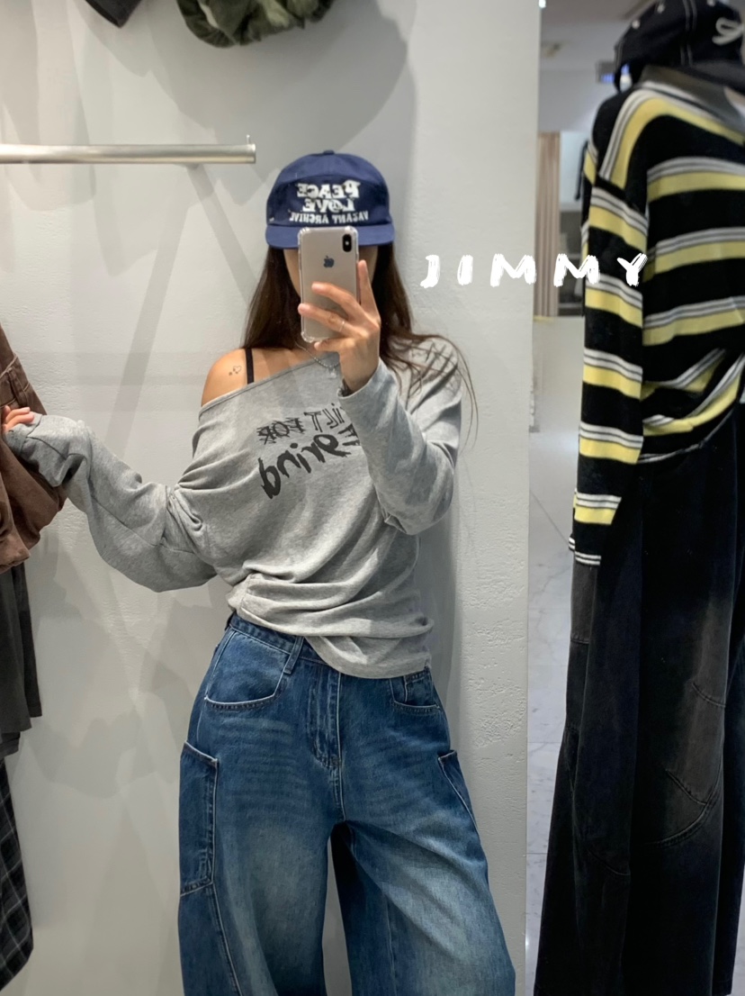 JIMMY韓國直郵㊣女士新品真品熱賣推薦時尚休閑人氣長袖T恤JIMMY/REMAKE長袖T恤