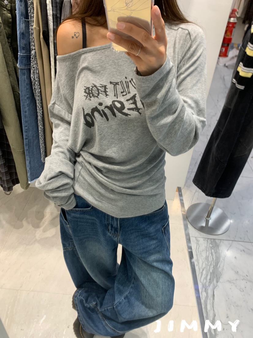JIMMY韓國直郵㊣女士新品真品熱賣推薦時尚休閑人氣長袖T恤JIMMY/REMAKE長袖T恤