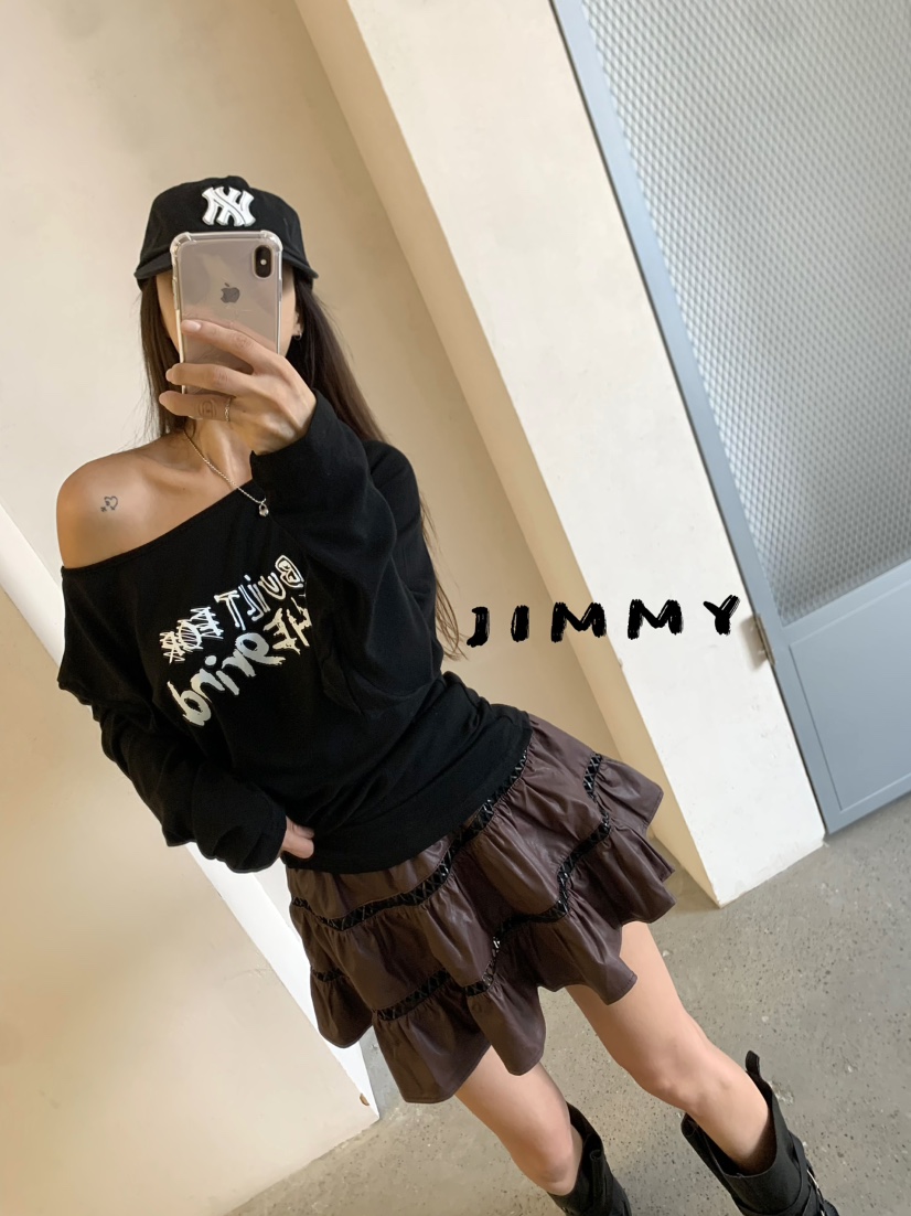 JIMMY韓國直郵㊣女士新品真品熱賣推薦時尚休閑人氣長袖T恤JIMMY/REMAKE長袖T恤圖色2