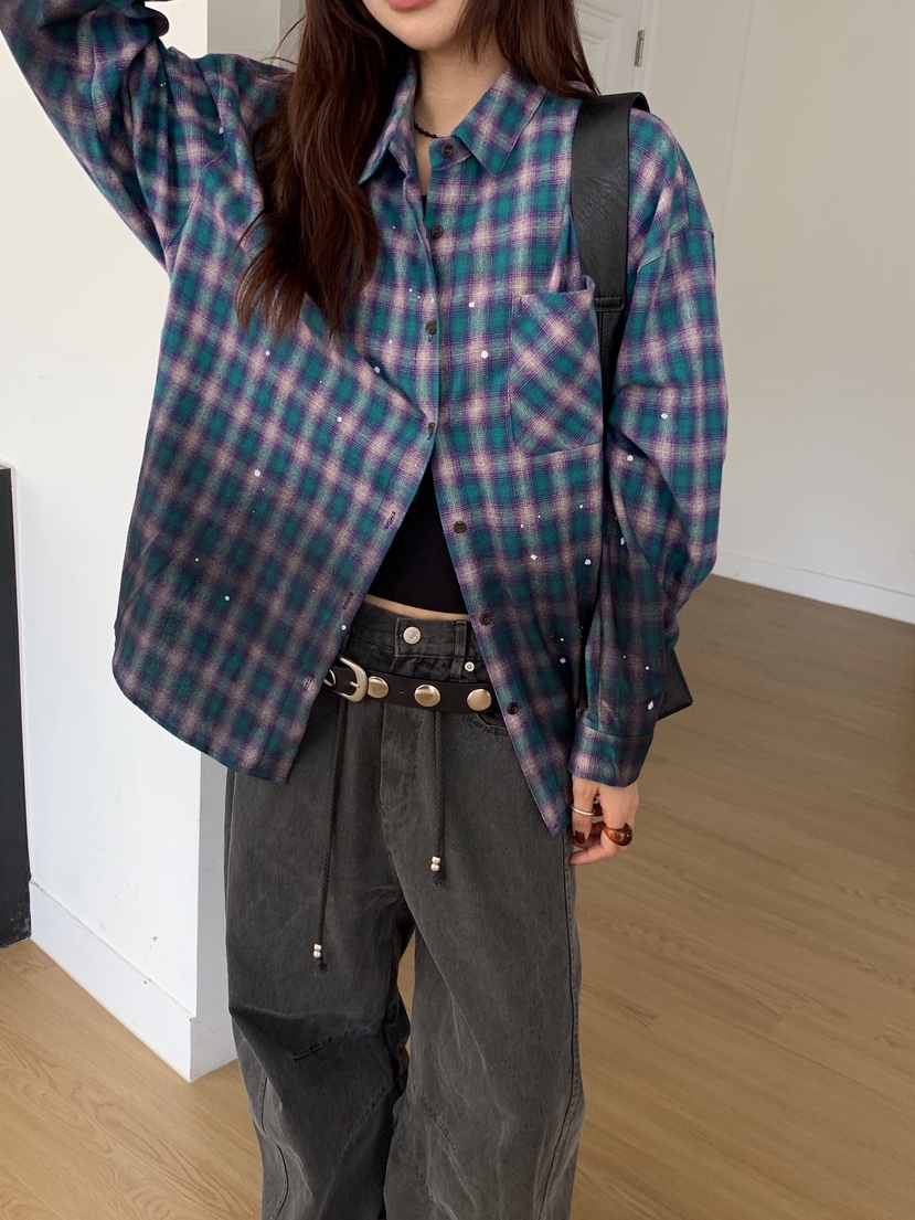 SUGAR CASE東大門㊣實拍女裝新品休閑25秋冬人氣襯衫蕾絲衫SUGAR CASE襯衫/蕾絲衫