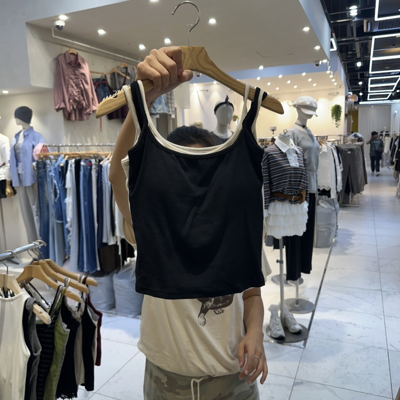 HIPTIQUE東大門㊣實拍女士新款25秋冬休閑熱賣吊帶背心假兩件HIPTIQUE吊帶/背心圖色2