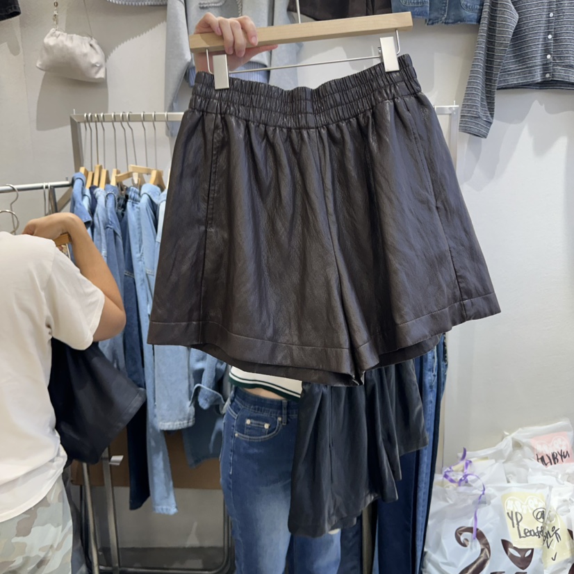 HIPTIQUE東大門㊣實拍女裝新品推薦熱賣職業真品時尚短褲皮革HIPTIQUE短褲圖色3