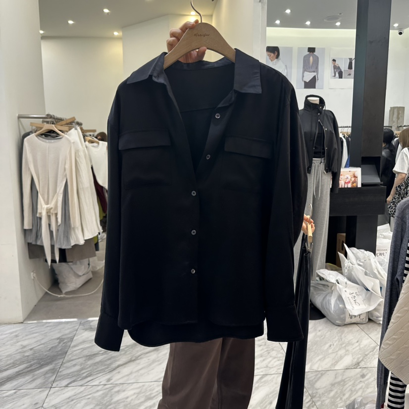 AFTERGLOW東大門㊣代購女士新品熱賣休閑25秋冬人氣襯衫蕾絲衫AFTERGLOW襯衫/蕾絲衫圖色3