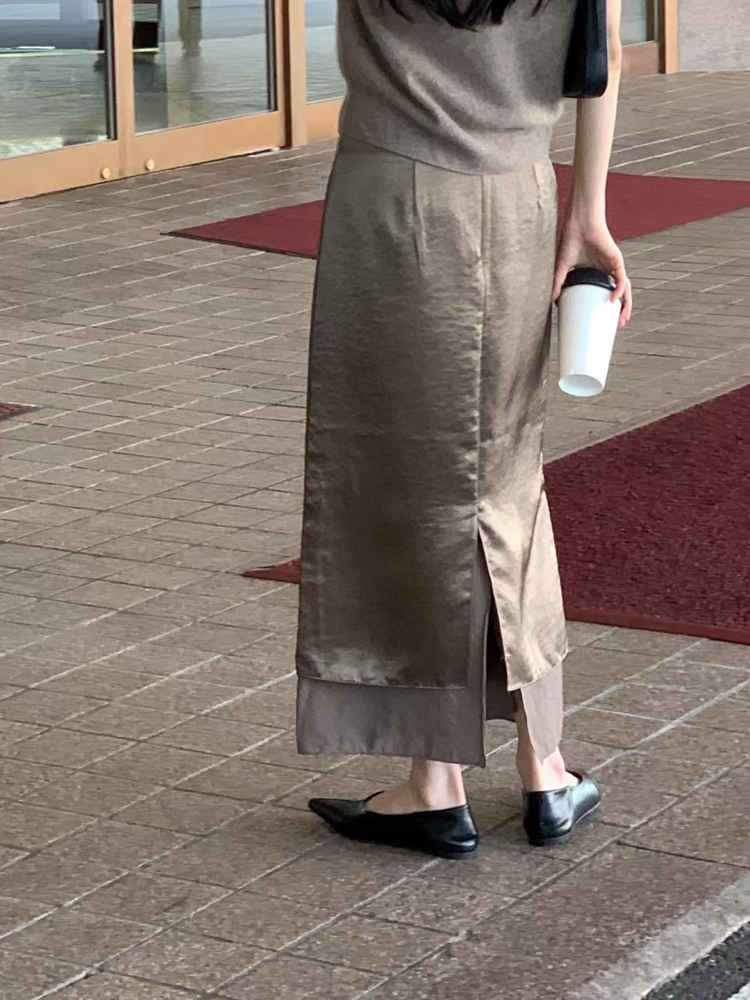 RING OF NOI韓國直郵㊣女士新款推薦休閑熱賣25秋冬長裙緞面RING OF NOI長裙