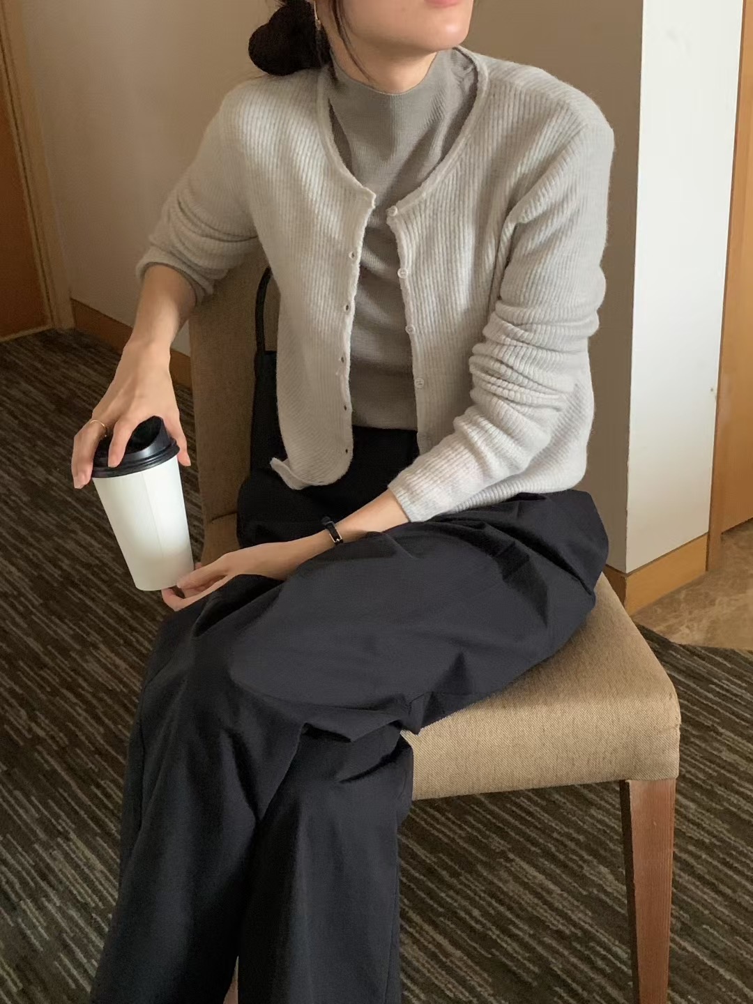 RING OF NOI韓國代購㊣女士新品熱賣休閑人氣職業針織衫羊駝RING OF NOI針織衫
