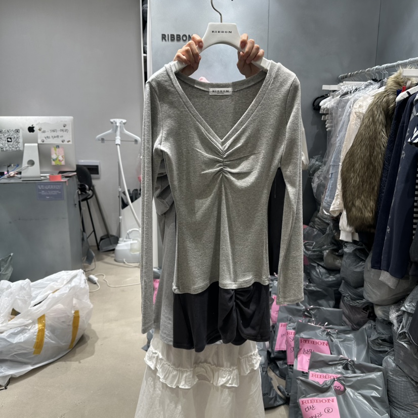 RIBBON韓國代購㊣女裝新品25秋冬熱賣真品職業時尚人氣連衣裙RIBBON連衣裙