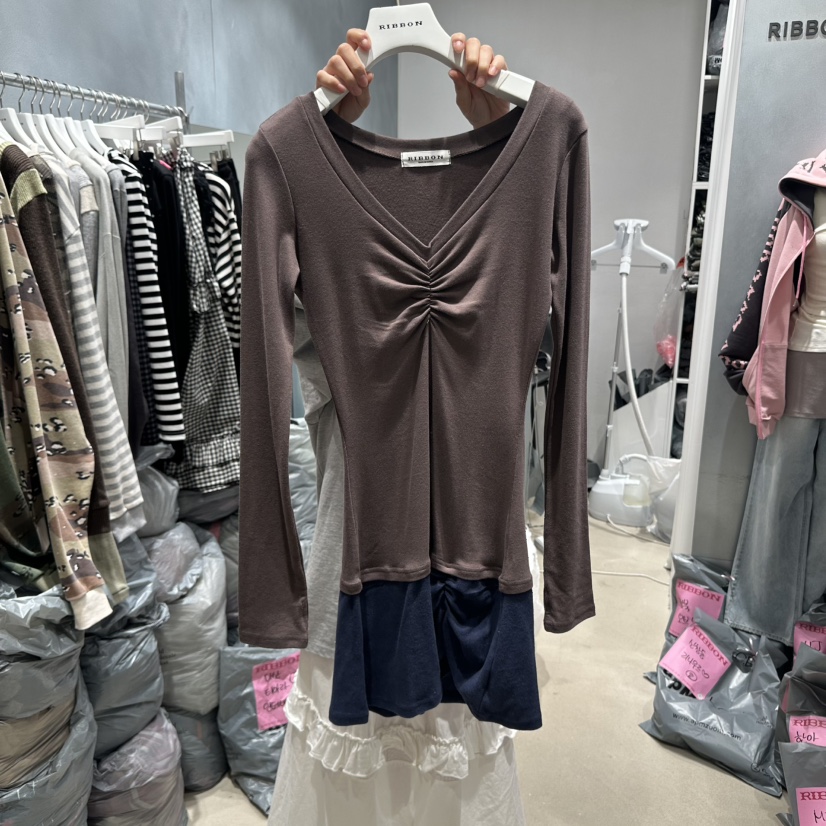 RIBBON韓國代購㊣女裝新品25秋冬熱賣真品職業時尚人氣連衣裙RIBBON連衣裙圖色2