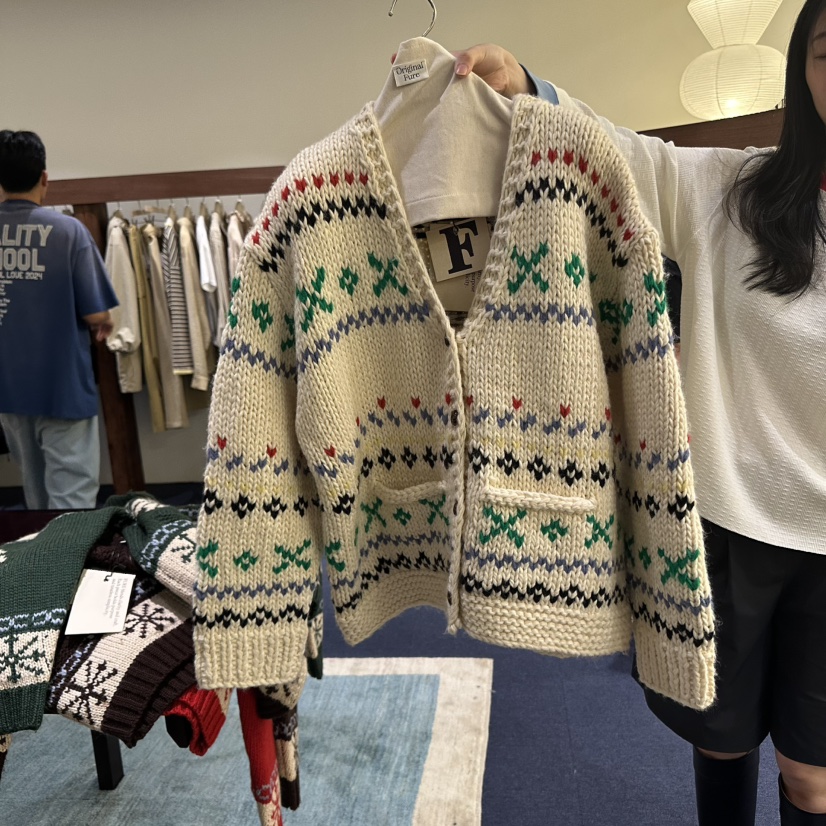 FURE韓國代購㊣女裝新品人氣推薦休閑時尚毛衣手工制作復古FURE毛衣圖色2