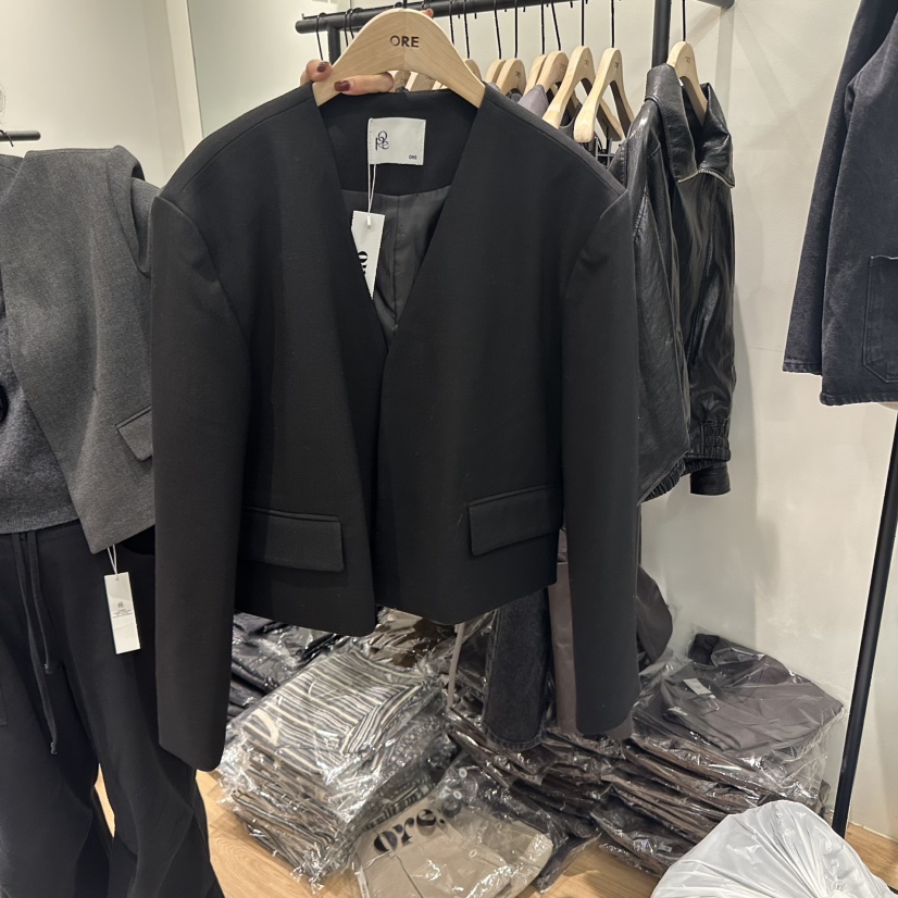ORE-P韓國代購㊣女裝新品25秋冬推薦熱賣休閑人氣職業夾克ORE夾克圖色2黑色