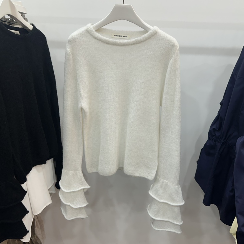 AIME HOPE MAKE東大門㊣實拍女裝新品熱賣針織衫褶邊針織AIME HOPE MAKE針織衫圖色1