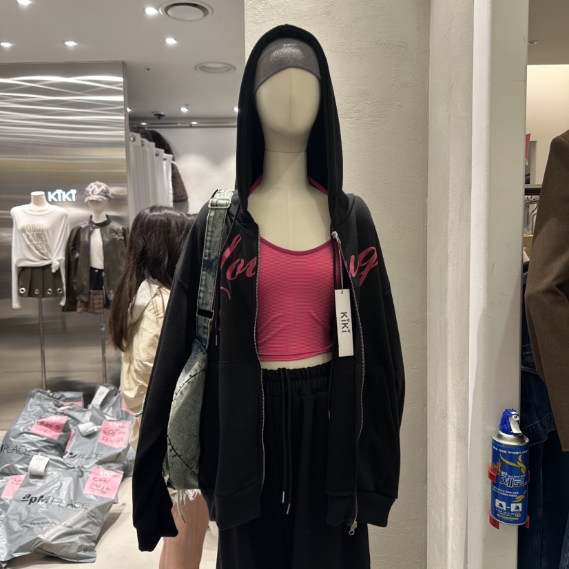 KIKI韓國代購㊣女士新款熱賣人氣休閑夾克連帽拉鏈衫天鵝絨KIKI夾克圖色3