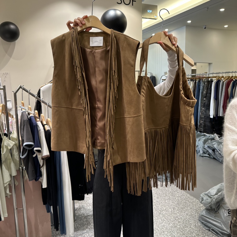 SOF東大門㊣代購女士新品職業熱賣休閑推薦套裝兩件套流蘇套裝SOF套裝圖色1