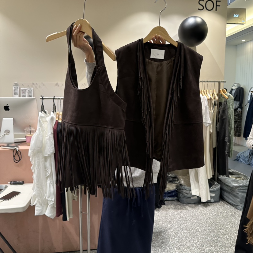 SOF東大門㊣代購女士新品職業熱賣休閑推薦套裝兩件套流蘇套裝SOF套裝圖色2
