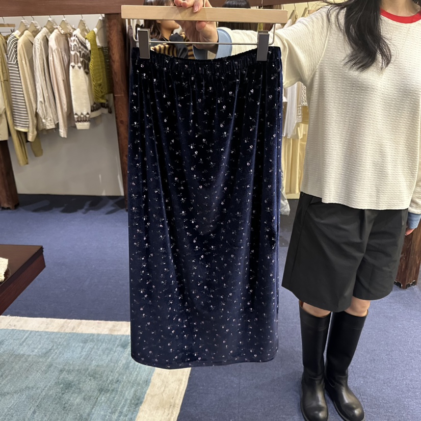 FURE東大門㊣代購女士新品時尚休閑真品職業25秋冬長裙絲絨FURE長裙圖色2