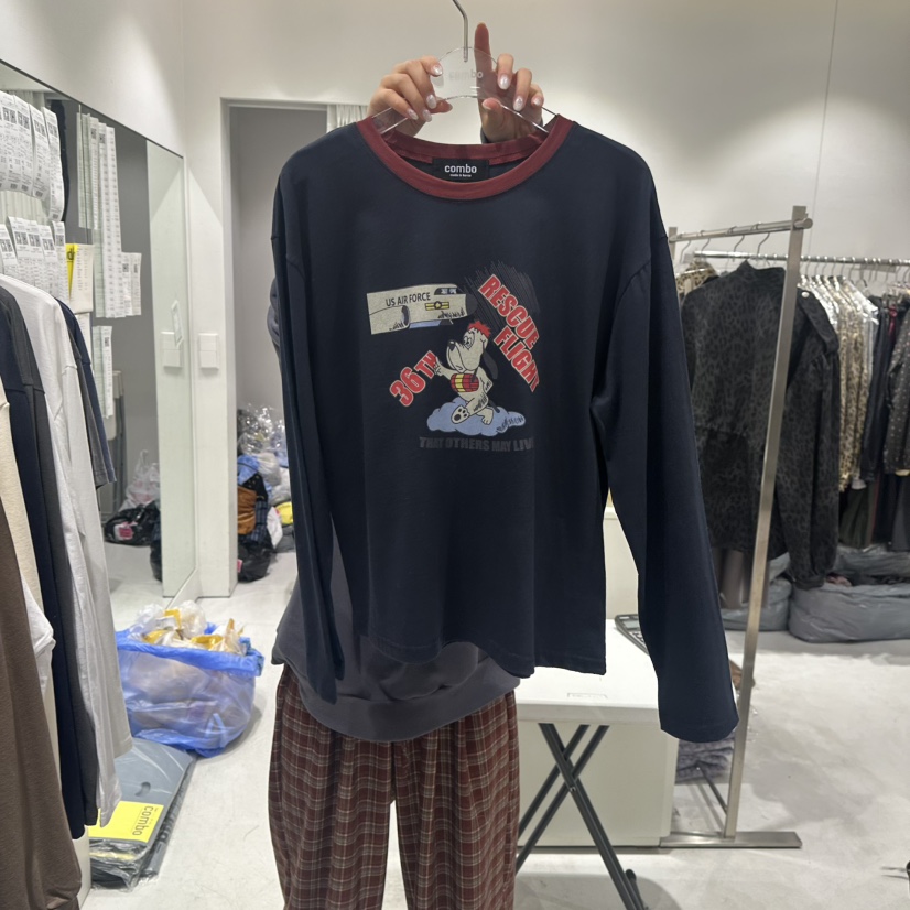 COMBO韓國代購㊣女士新品推薦25秋冬熱賣休閑時尚人氣長袖T恤COM_BO長袖T恤圖色2