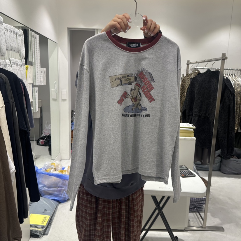COMBO韓國代購㊣女士新品推薦25秋冬熱賣休閑時尚人氣長袖T恤COM_BO長袖T恤圖色3
