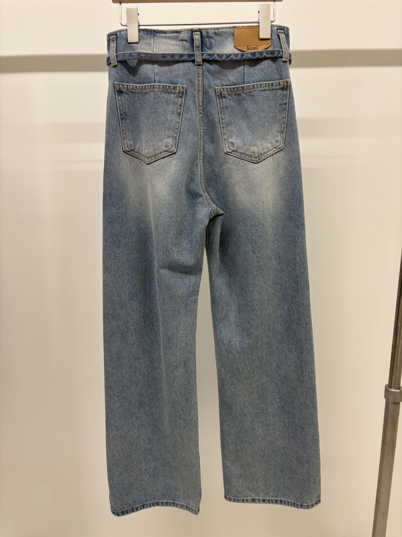 KONI東大門㊣代購女裝新品時尚職業休閑真品25秋冬牛仔褲含腰帶KONI牛仔褲