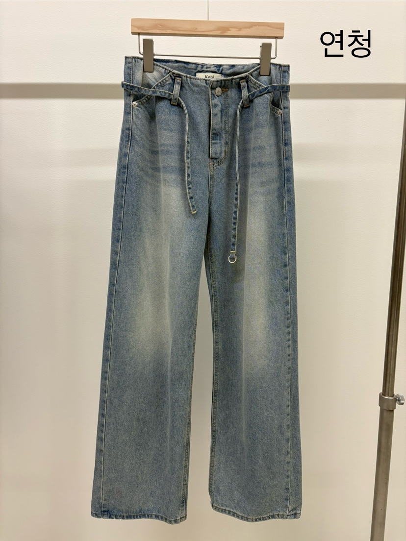 KONI東大門㊣代購女裝新品時尚職業休閑真品25秋冬牛仔褲含腰帶KONI牛仔褲圖色1