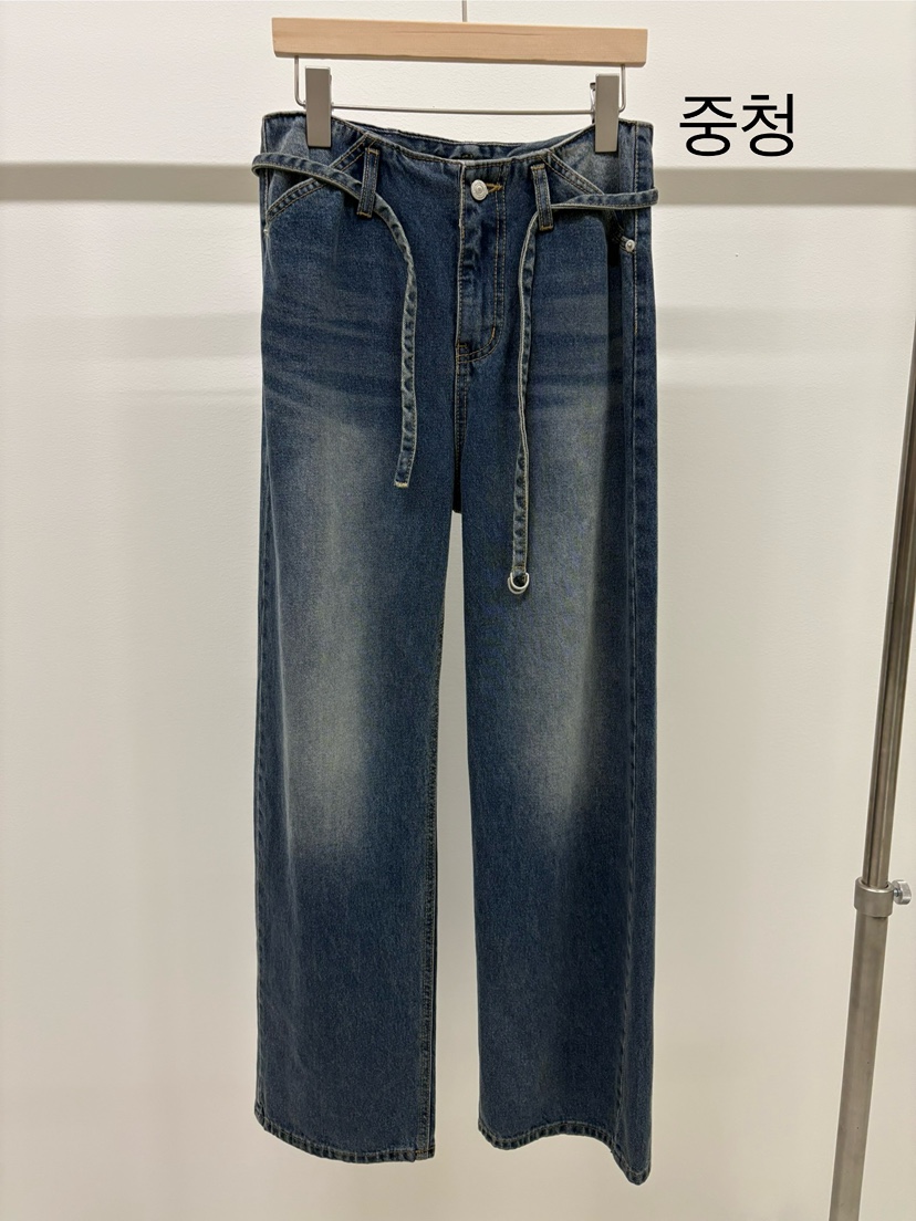 KONI東大門㊣代購女裝新品時尚職業休閑真品25秋冬牛仔褲含腰帶KONI牛仔褲圖色2
