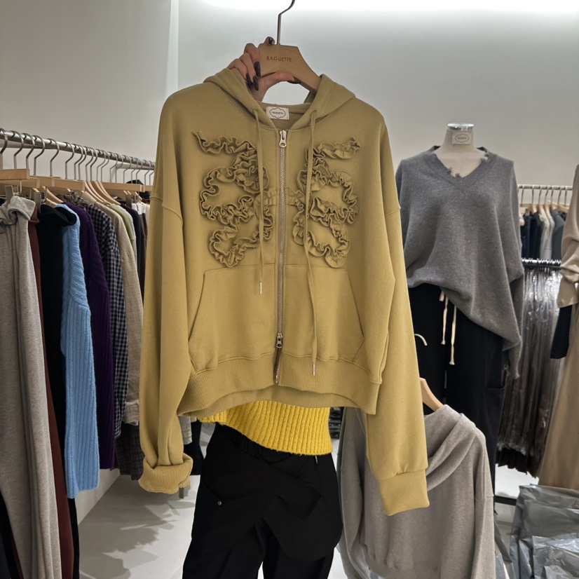 BAGUETTE-P韓國直郵㊣女士新品25秋冬休閑職業衛衣連帽拉鏈衫BAGUETTE-P衛衣圖色2