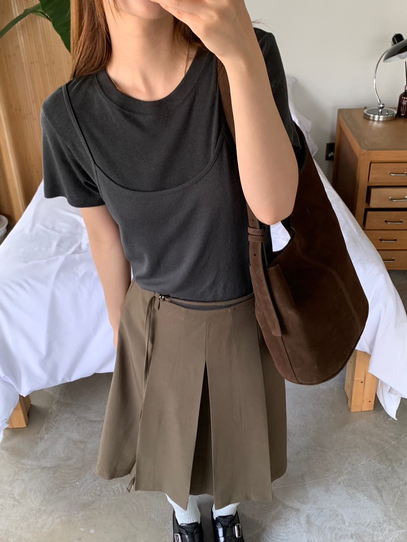 UNBOUND韓國代購㊣女士新品25秋冬真品時尚T恤假兩件棉質雙層UNBOUNDT恤