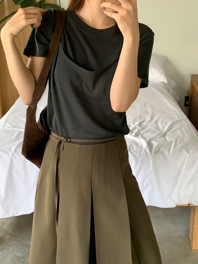 UNBOUND韓國代購㊣女士新品25秋冬真品時尚T恤假兩件棉質雙層UNBOUNDT恤