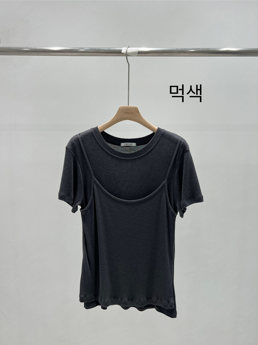 UNBOUND韓國代購㊣女士新品25秋冬真品時尚T恤假兩件棉質雙層UNBOUNDT恤圖色2