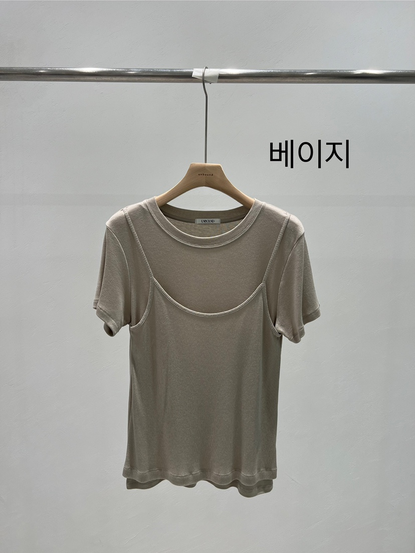 UNBOUND韓國代購㊣女士新品25秋冬真品時尚T恤假兩件棉質雙層UNBOUNDT恤圖色3