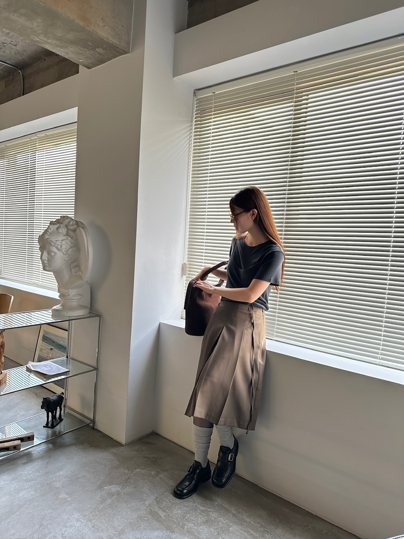 UNBOUND韓國代購㊣女裝新款休閑職業推薦半身裙中短裙含腰繩UNBOUND半身裙/中短裙