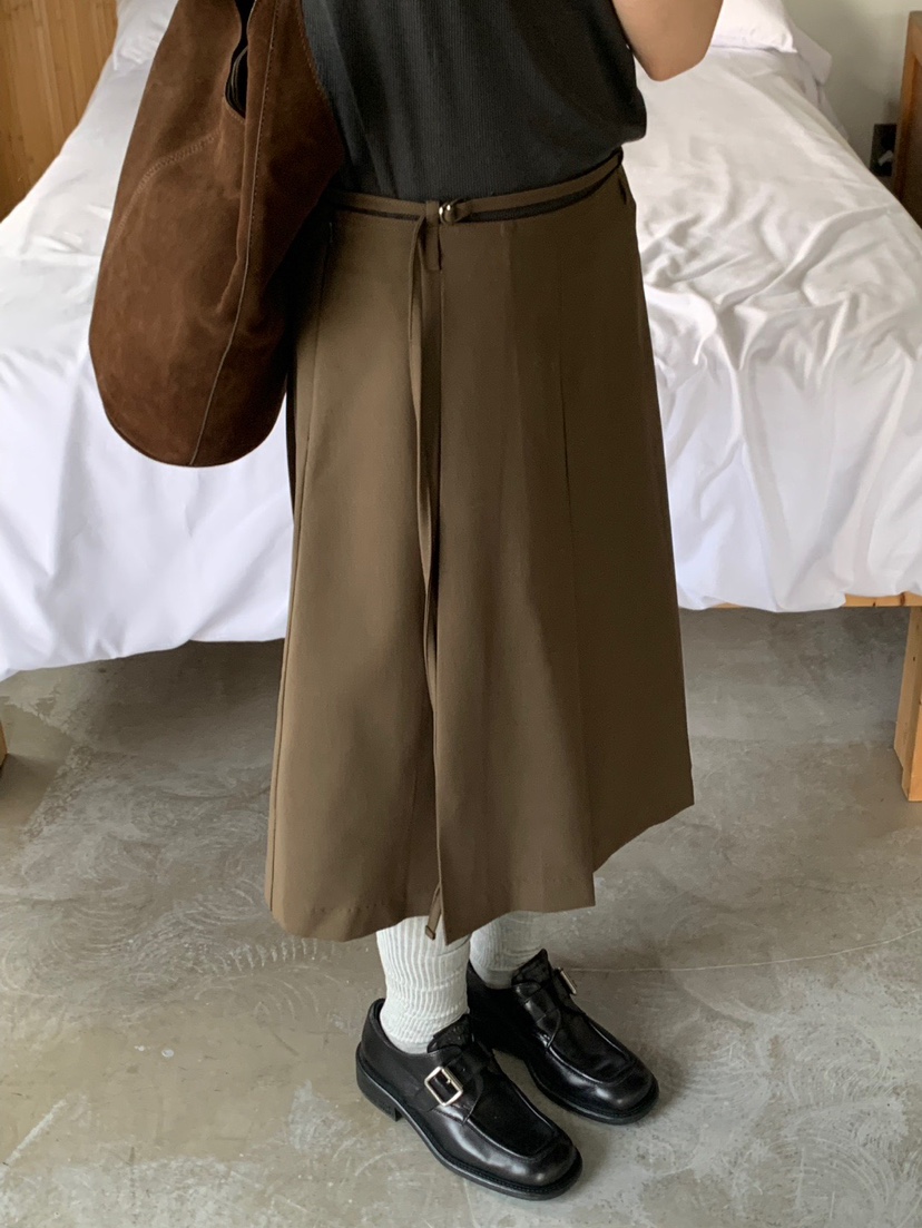 UNBOUND韓國代購㊣女裝新款休閑職業推薦半身裙中短裙含腰繩UNBOUND半身裙/中短裙