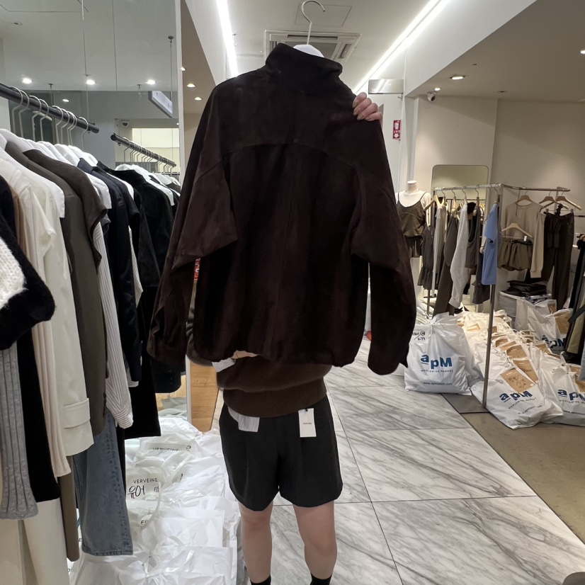 VERVEINE韓國代購㊣女士新品休閑時尚人氣真品25秋冬夾克絨面革VERVEINE夾克