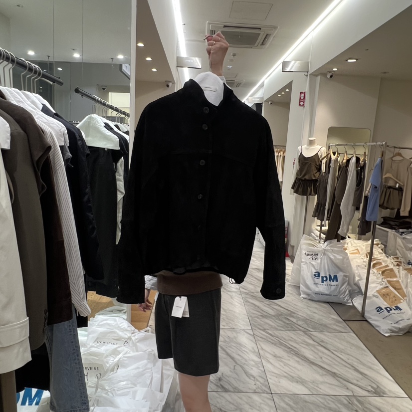 VERVEINE韓國代購㊣女士新品休閑時尚人氣真品25秋冬夾克絨面革VERVEINE夾克圖色2