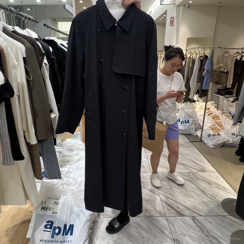 VERVEINE韓國代購㊣女裝新款25秋冬推薦時尚長款風衣含腰帶VERVEINE長款風衣圖色2