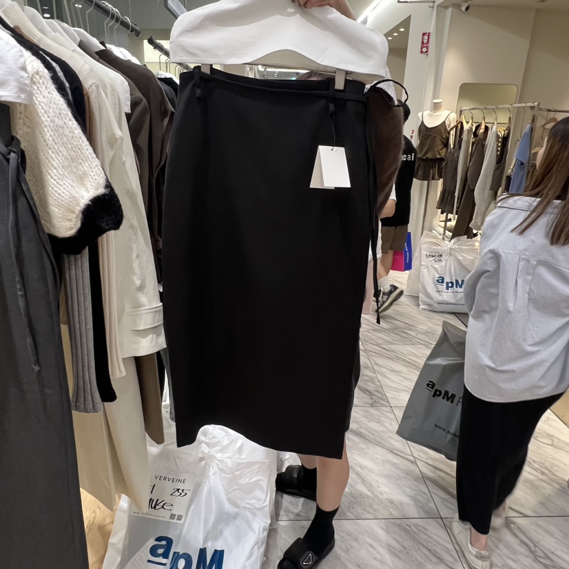 VERVEINE韓國直郵㊣女士新款職業推薦休閑時尚長裙含腰繩羊毛VERVEINE長裙圖色3